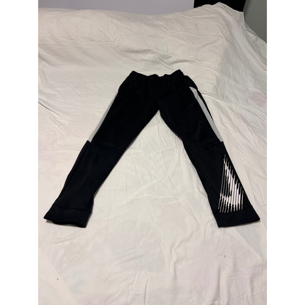Nike Dri-FIT Kids Black White Graphic Tapered Athletic Track Pants Large